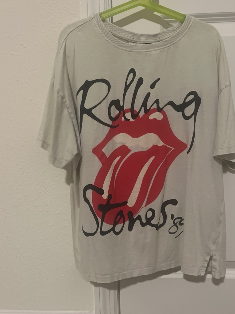 Zara Kids Rolling Stones Tee - Light Gray with Red Graphic